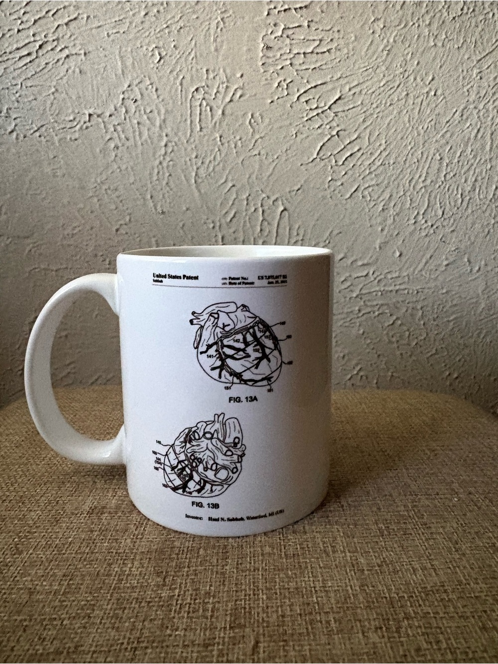 White Patent Diagram Ceramic Coffee Mug